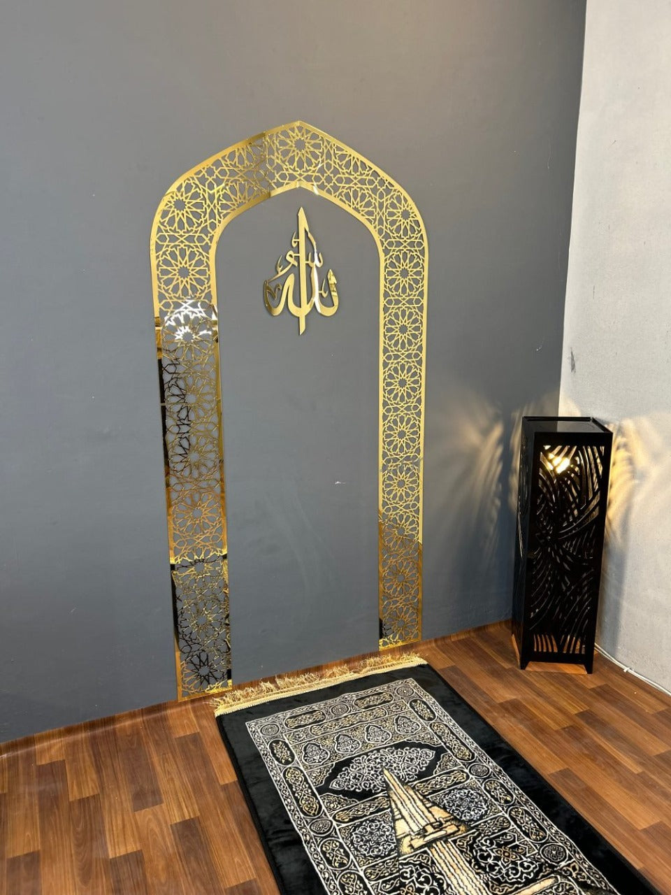 Mehrab Wall Art for Prayer Room – Elegant Islamic Decor with Allah Calligraphy