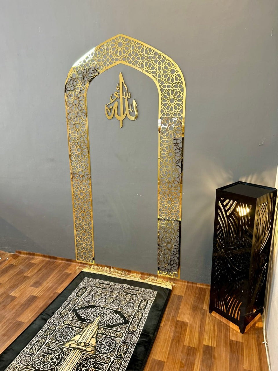 Mehrab Wall Art for Prayer Room – Elegant Islamic Decor with Allah Calligraphy